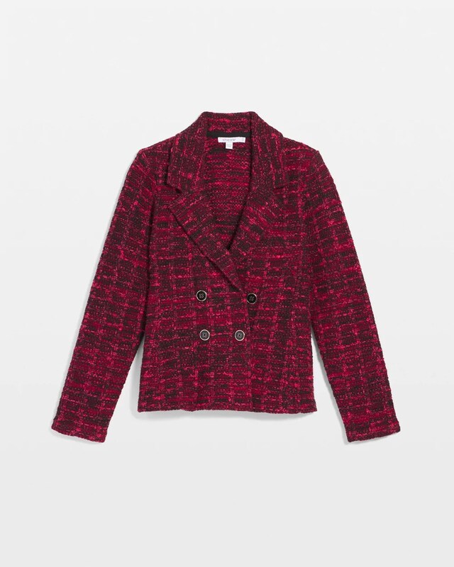 Tweed Double-Breasted Sweater Blazer - image 5